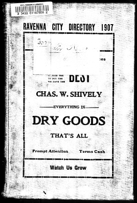 1907 Ravenna City Directory including Personal Property Taxpayers throughout Portage County